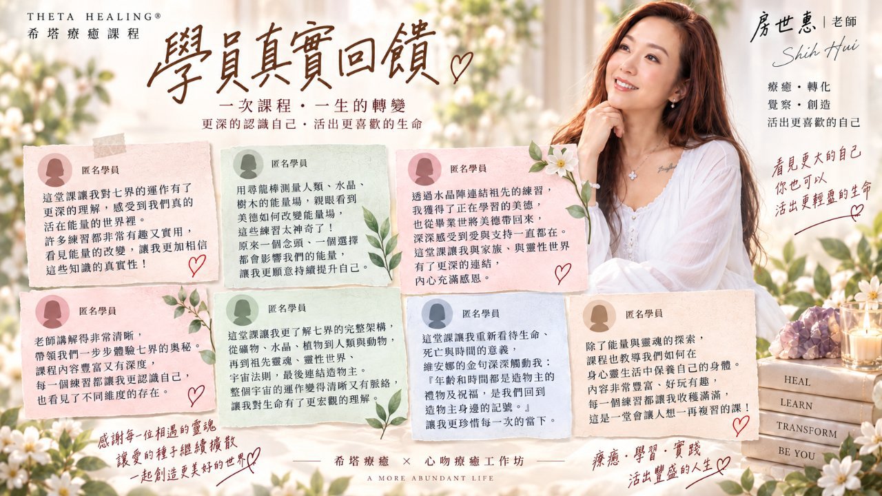 為什麼要上世惠老師的希塔課程？從學員真實回饋，看見療癒帶來的改變